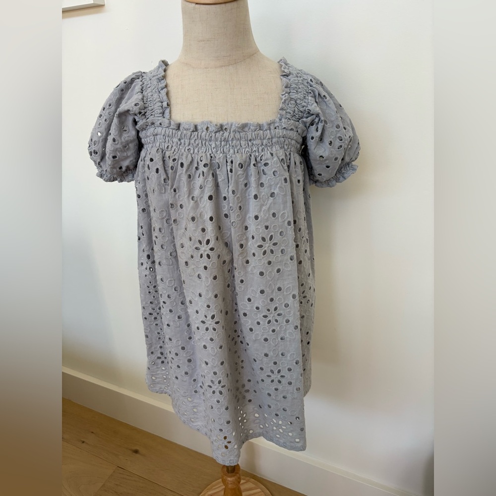 Rylee + Cru Blue Gray Eyelet Kids Dress